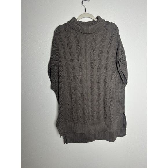 Pact Women's Cable Knit Cinder Heather Brown Poncho Size XL/XXL - Picture 1 of 5